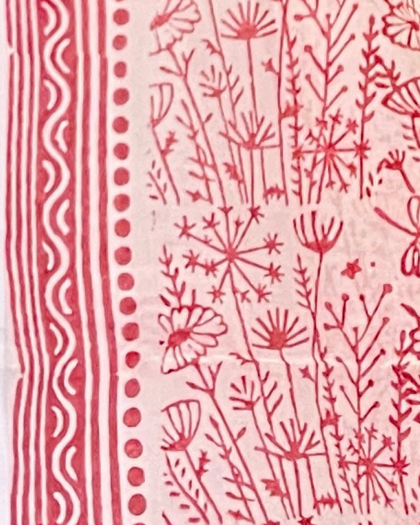 Soft & Comfortable white mulmul saree with handblock print in red dragonfly pattern