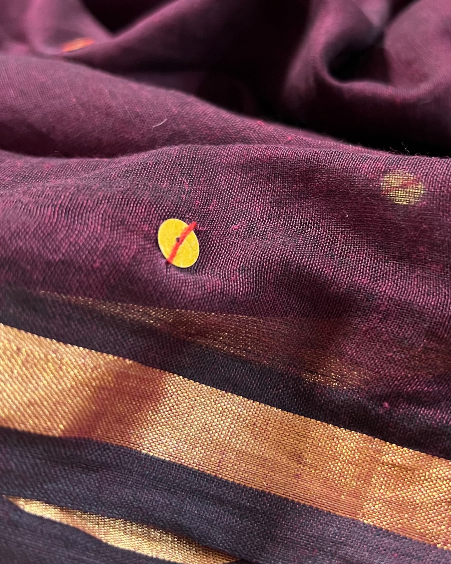Soft and Comfortable mulmul cotton saree in powder magenta maroon with golden sequin emblishment for festive or party wear at reasonable price