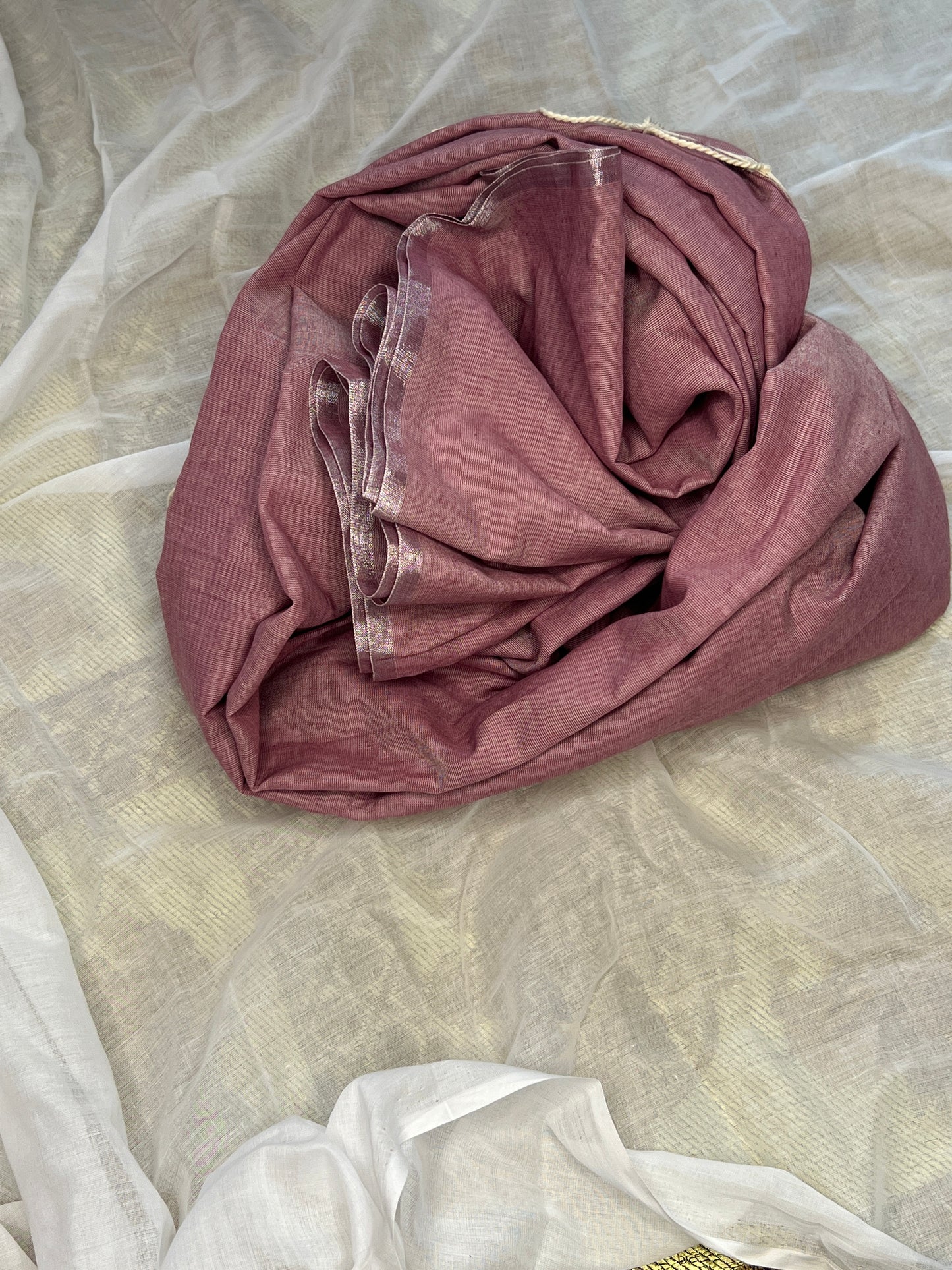 Soft and Comfortable dusty pink khadi cotton saree