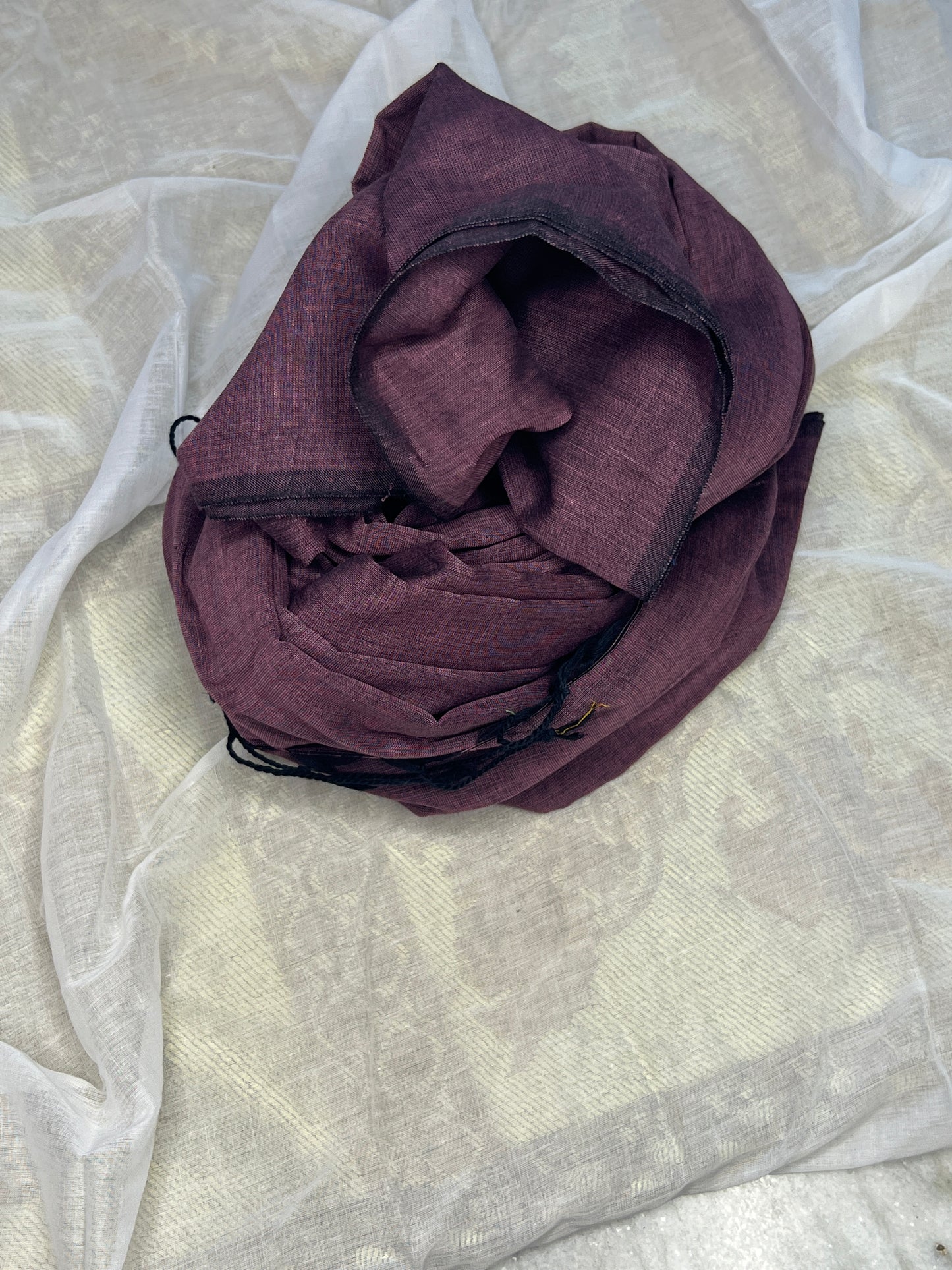 Soft and comfortable plum coloured khadi cotton saree