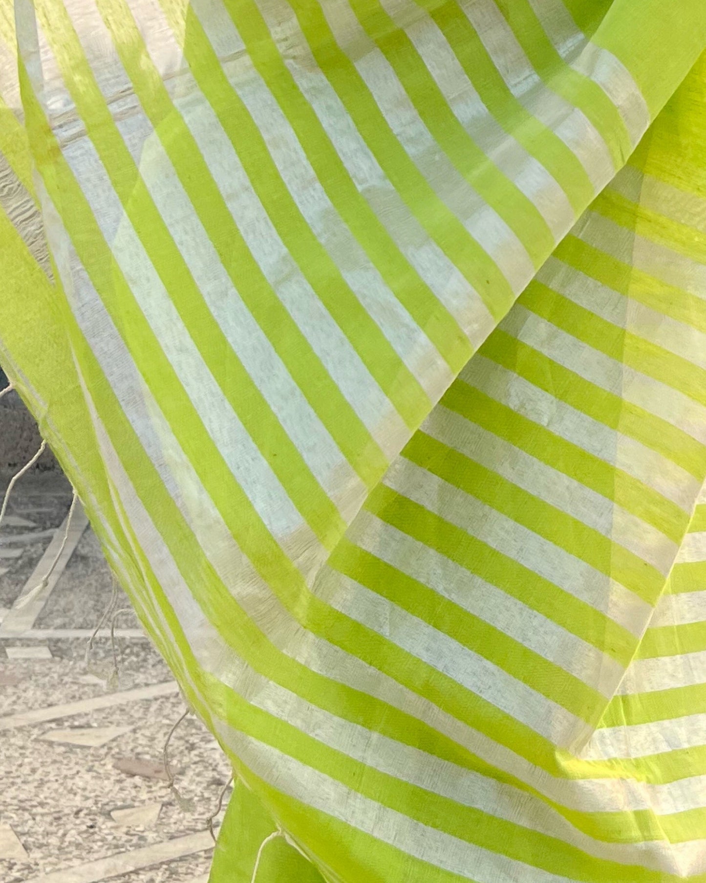 Parrot Green - Silver soft and comfortable Khadi cotton saree