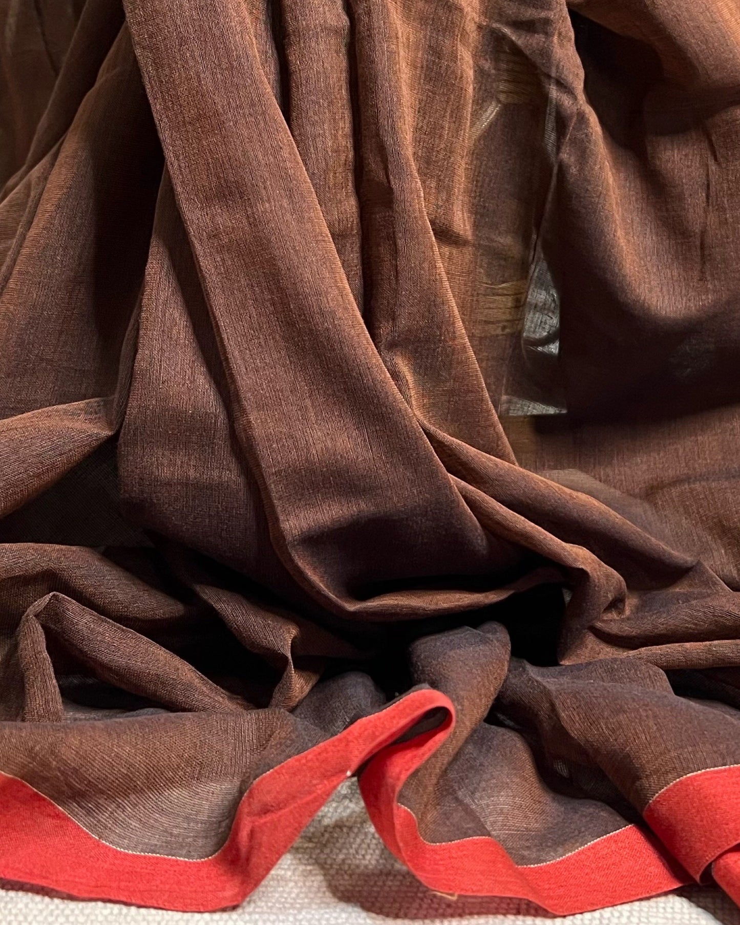 Brown- Maroon soft and comfortable Khadi cotton saree