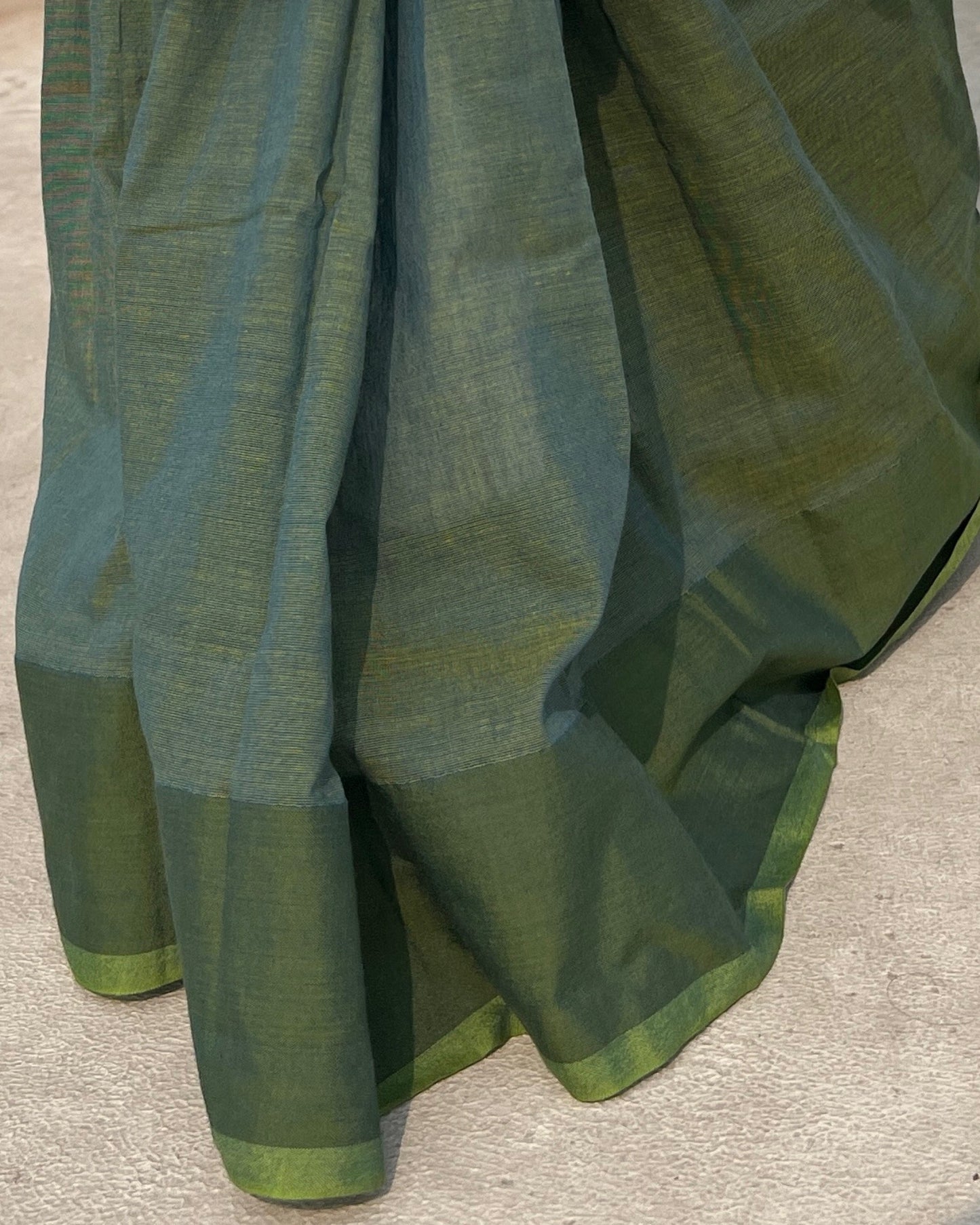 Blue - Green soft and comfortable Khadi cotton saree