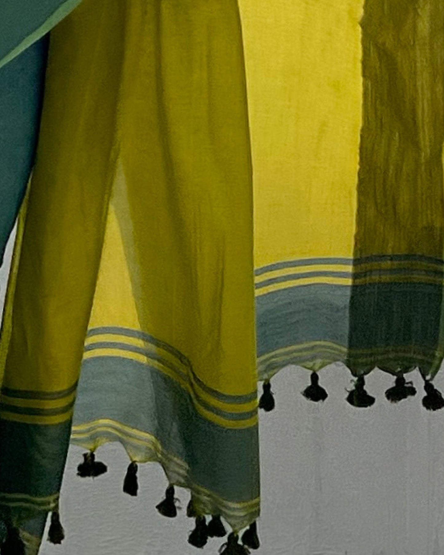 Blue - Green soft and comfortable Khadi cotton saree