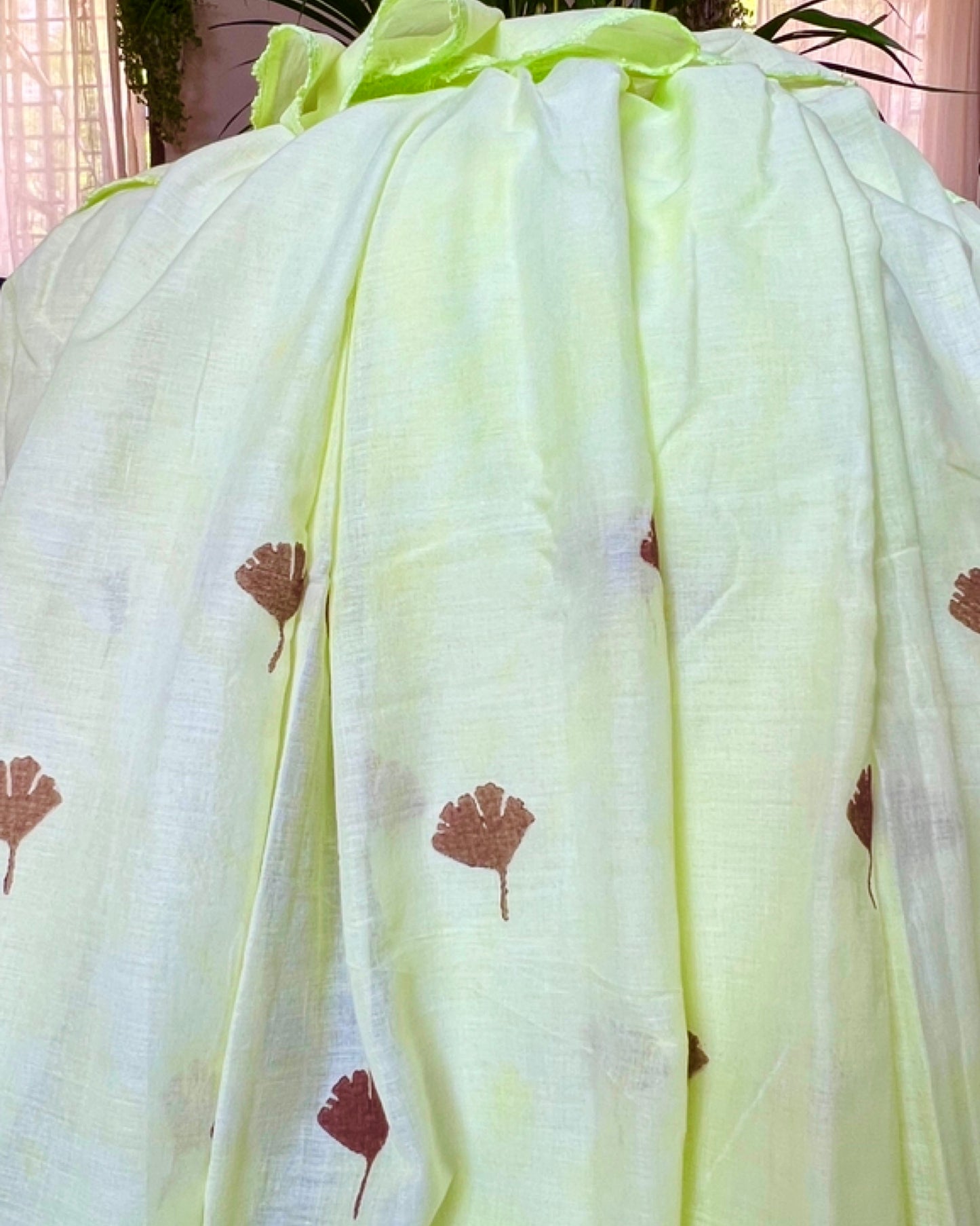 Citrus Green Mulmul cotton Summer Saree - New Collection