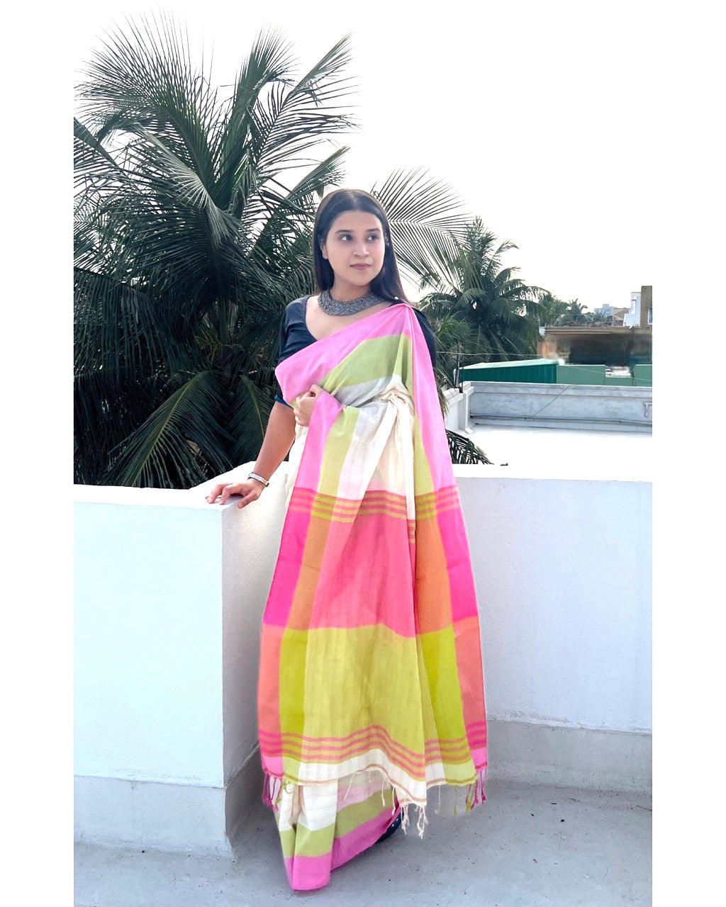 Traditional mustard khadi cotton saree from ShopAaMe designed for comfortable daily wear and effortless elegance