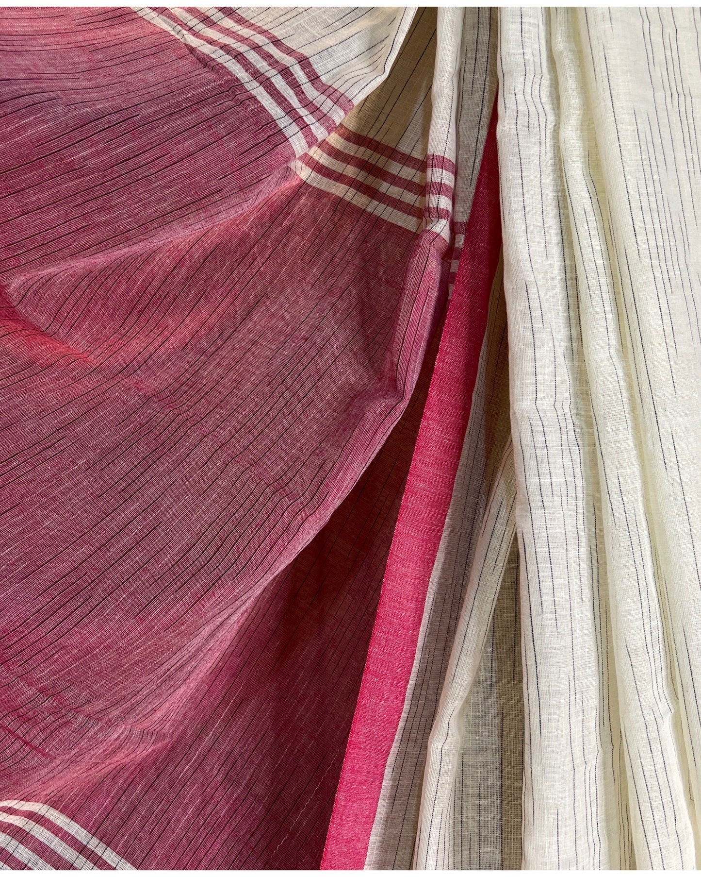  Soft and comfortable white and pink cotton saree for summer  - Golaap Paare