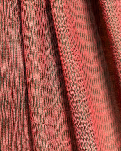 Rama Green and red soft comfortable khadi cotton saree