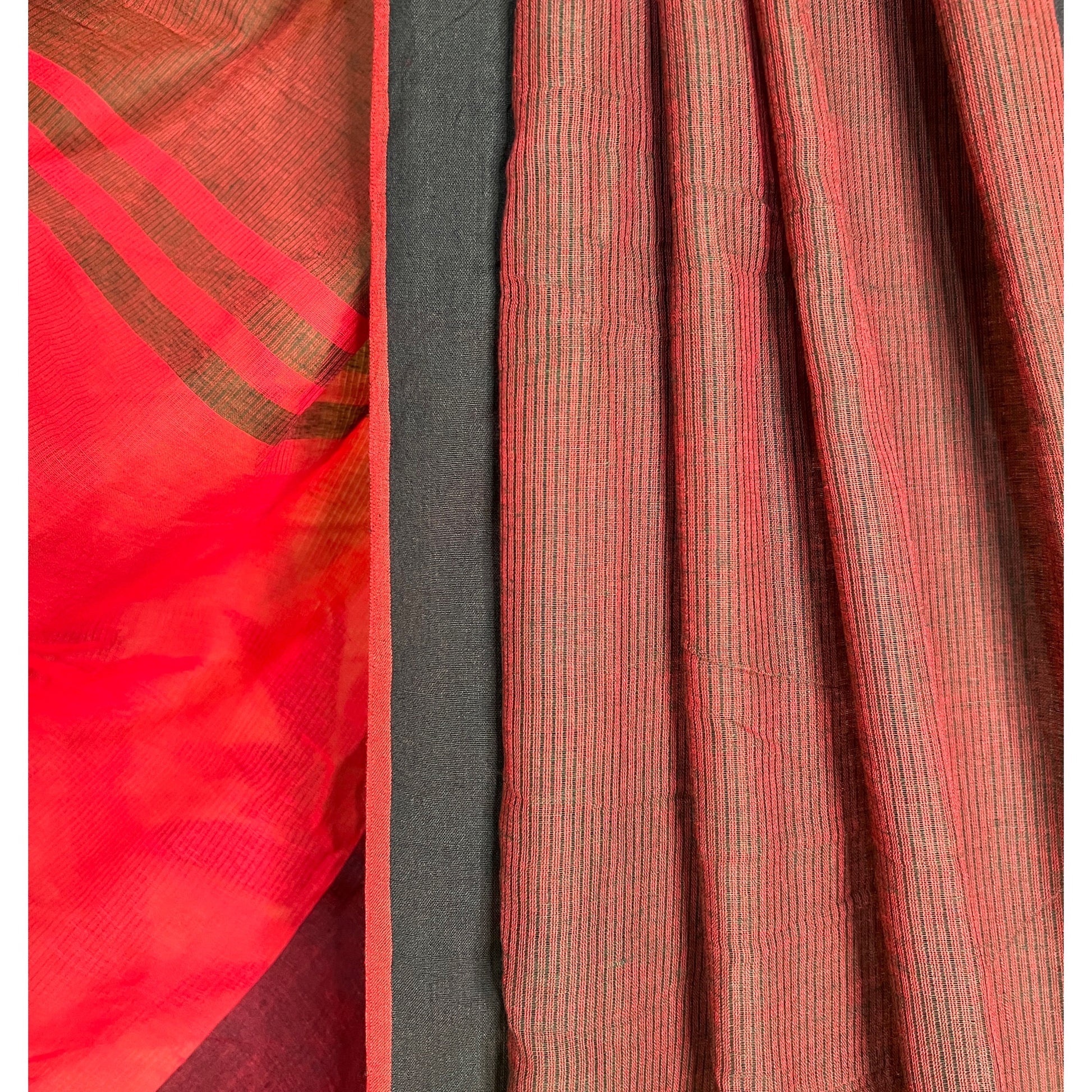 Rama Green and red soft comfortable khadi cotton saree