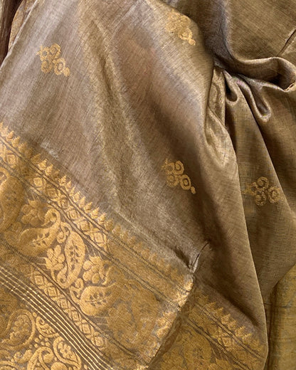 Bali (Beige Golden Tone Cotton Tissue Banarasi Saree)