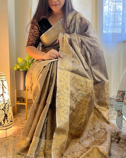 Bali (Beige Golden Tone Cotton Tissue Banarasi Saree)