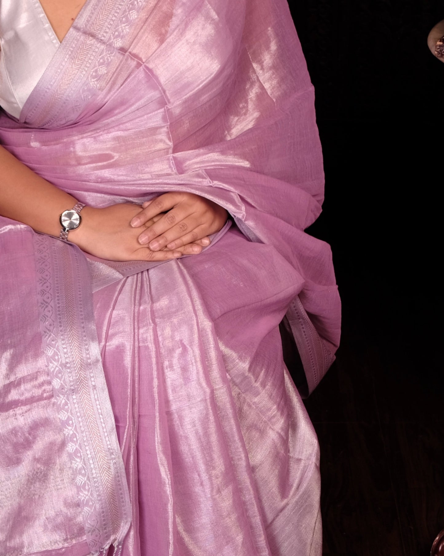 Pink Viral mulmul cotton tissue saree for festivities with silver border