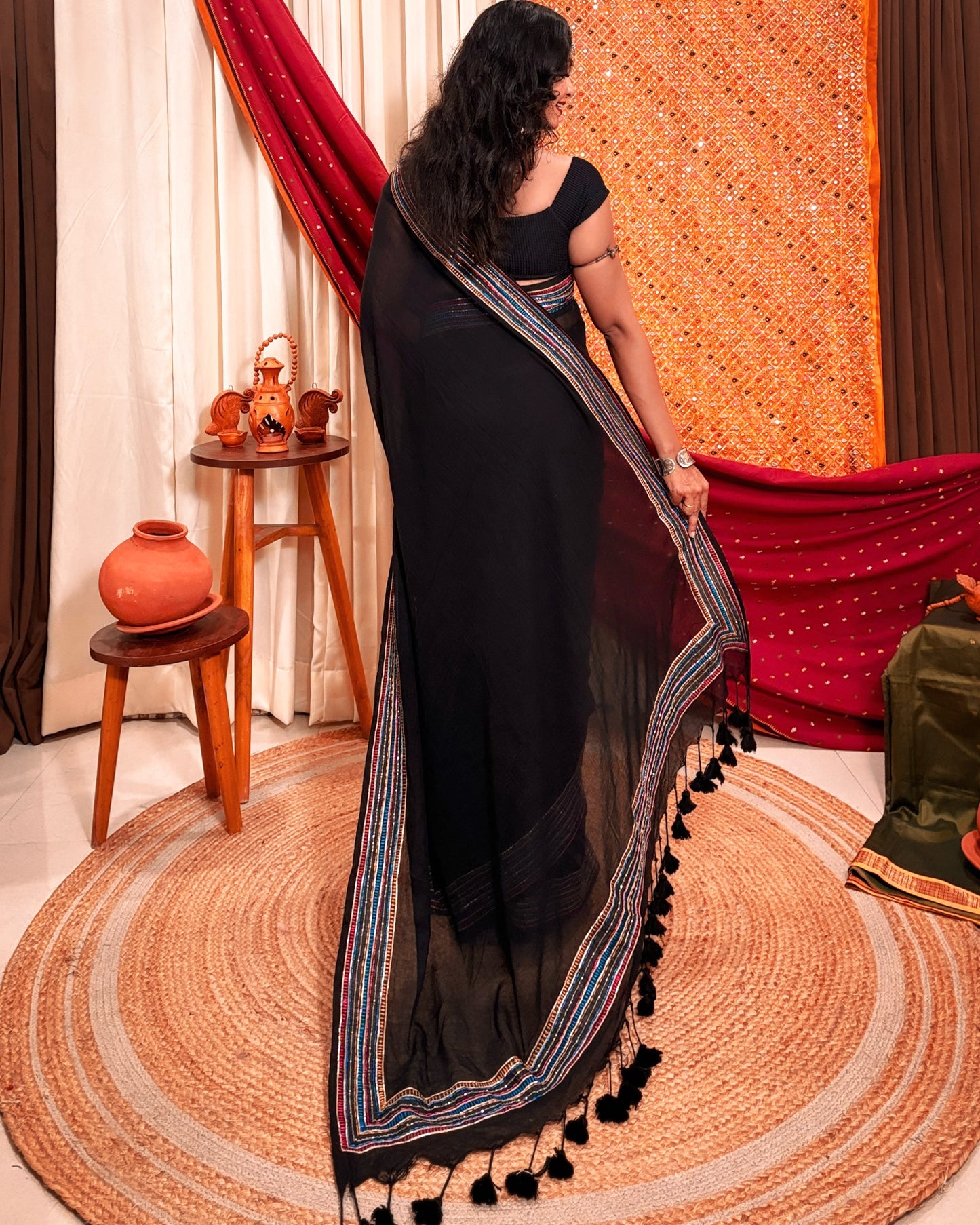 Night’s Edge  (Sequins emblished saree)