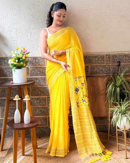 Soft and Comfortable mulmul cotton saree with thread work 