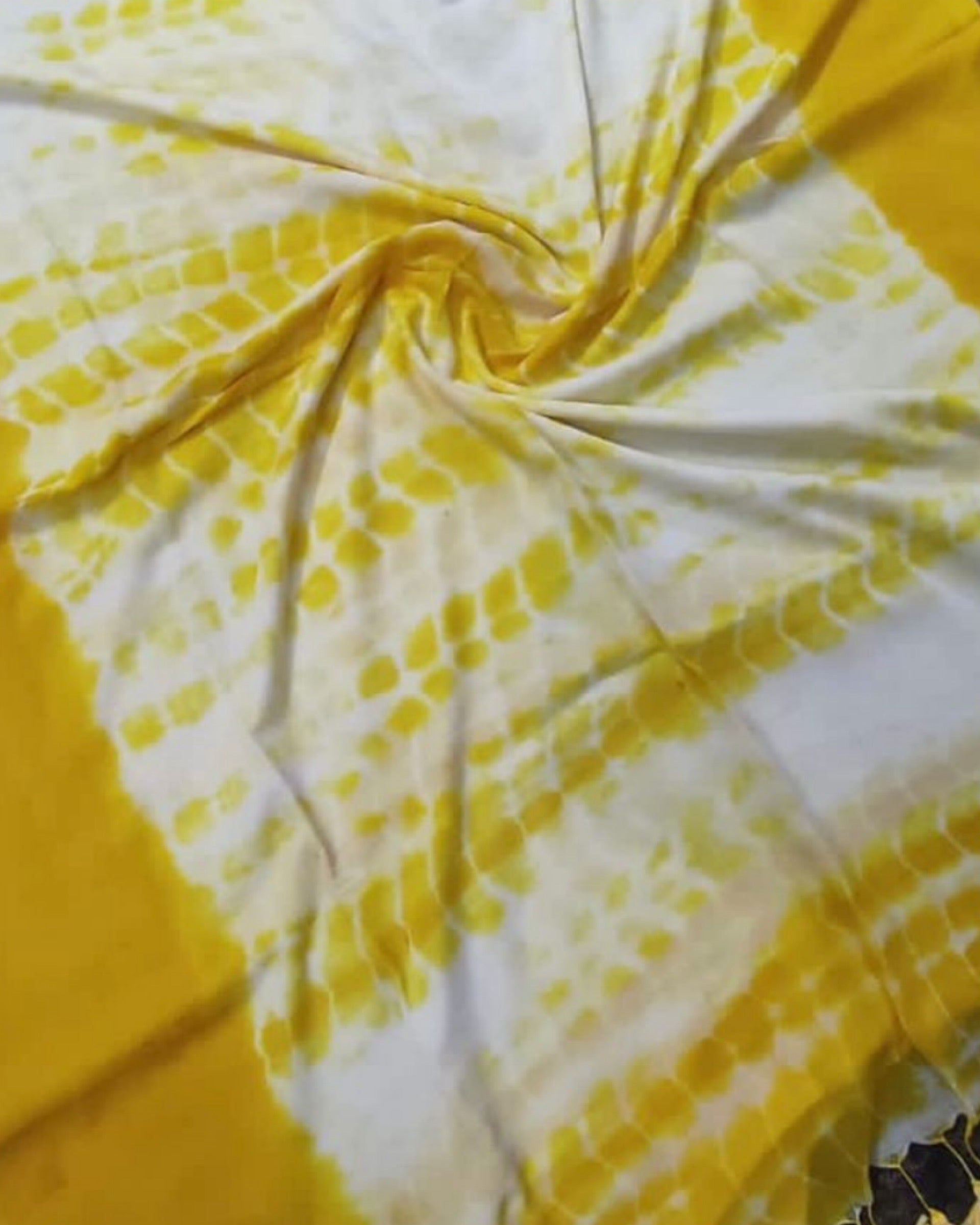 Soft and Comfortable Mulmul Cotton festive colour yellow and white Shibori Saree