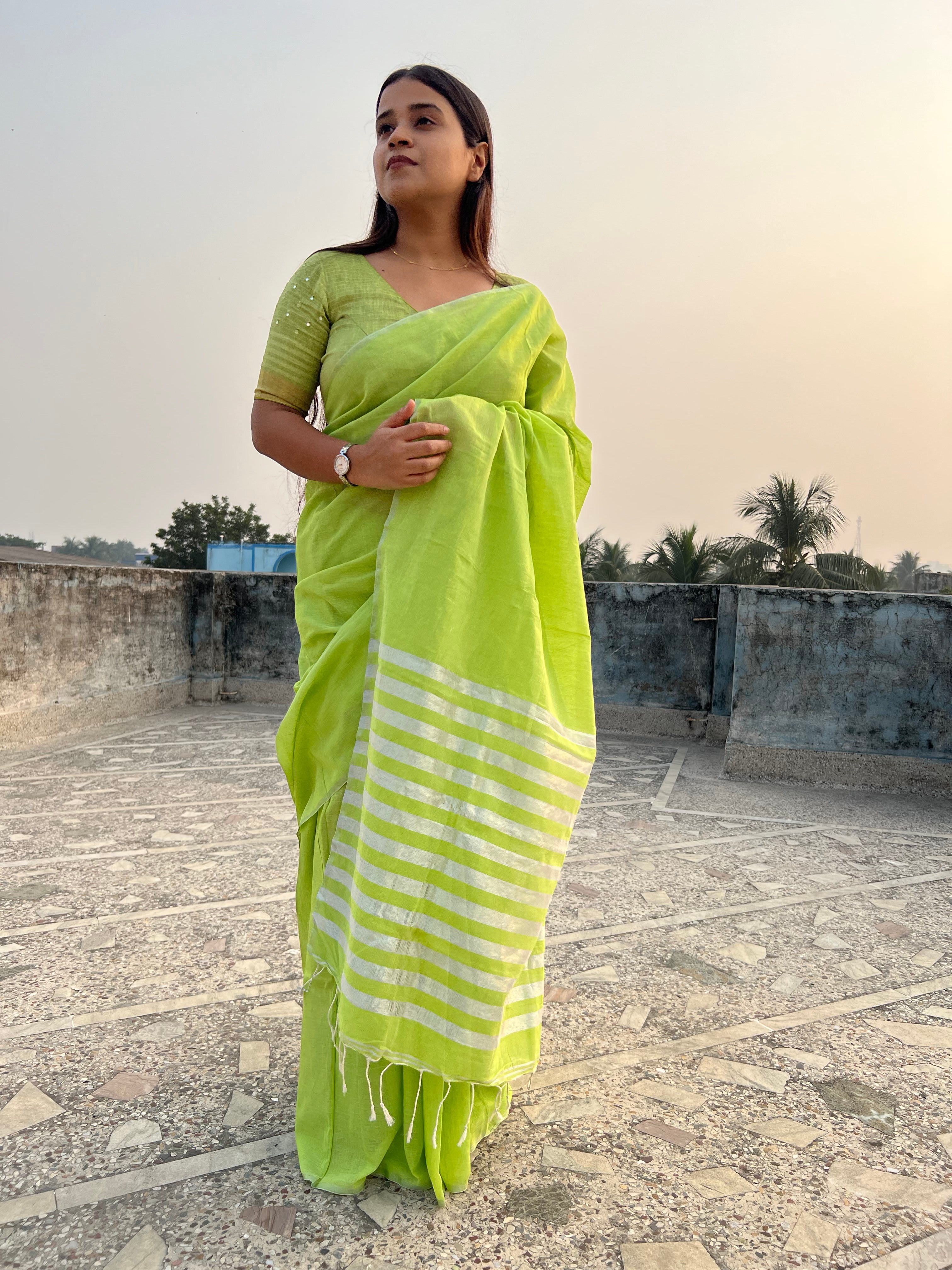 Handloom Natural Dye Khadi Cotton Saree 10057095 – Avishya.com