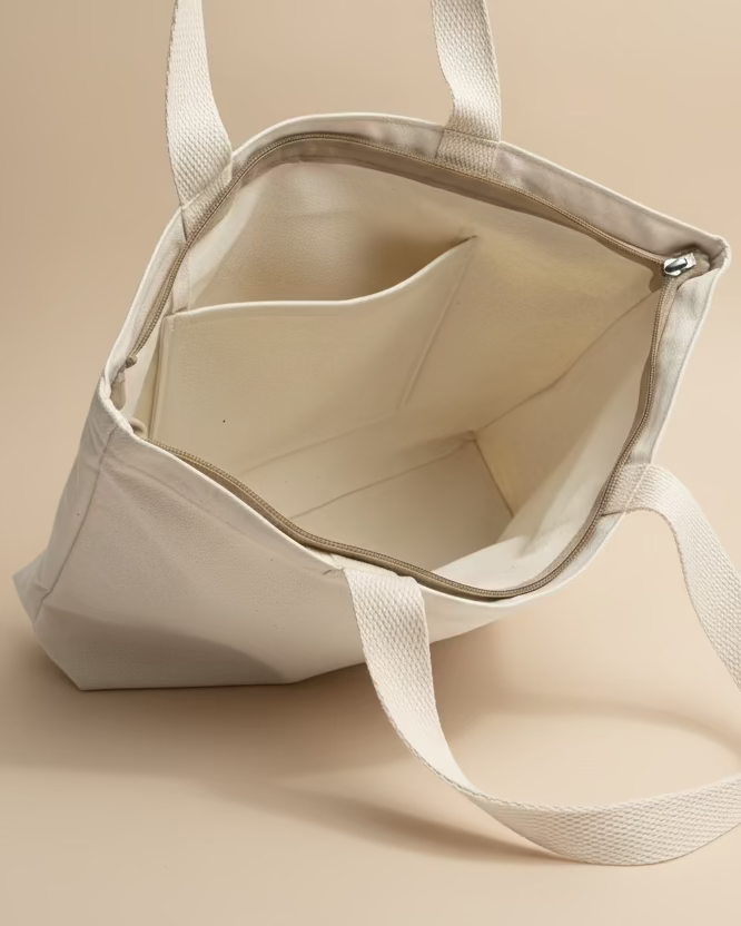 Spacious canvas tote with thick straps for books and essentials