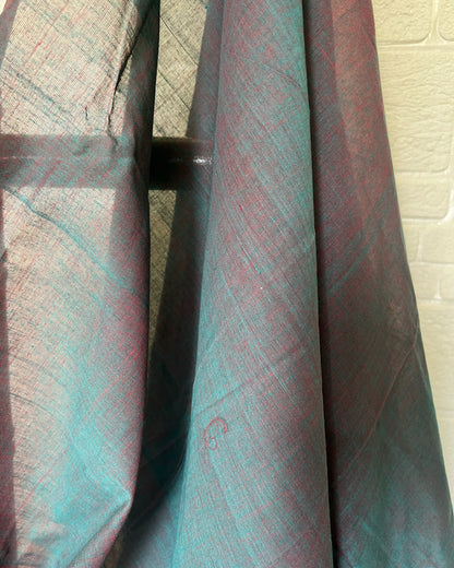 Elegant teal Bengal handloom cotton saree from the Meghbarna collection in breathable cotton fabric