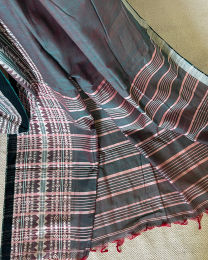 Meghbarna handwoven teal Bengal cotton saree inspired by Bengal’s rich textile heritage