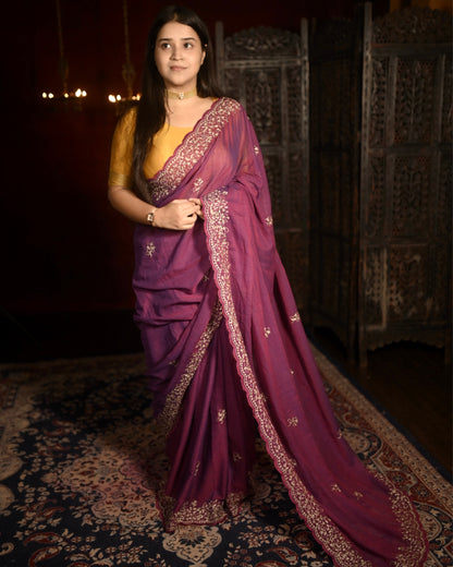 Manjari ( Zari Embroidered Mulmul Cotton Saree )