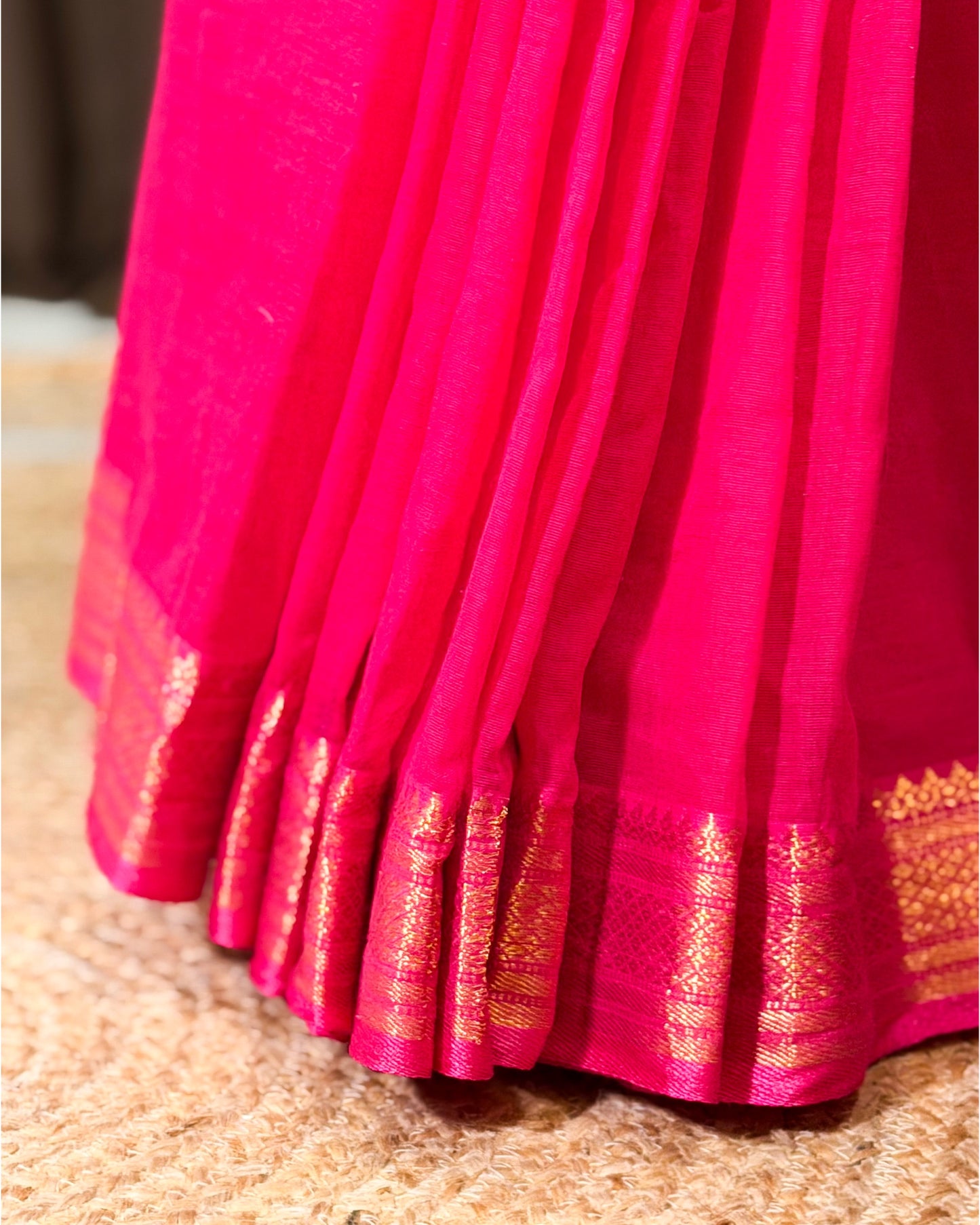 Mayura Pookalam | Onam Pink Mulmul Cotton Saree