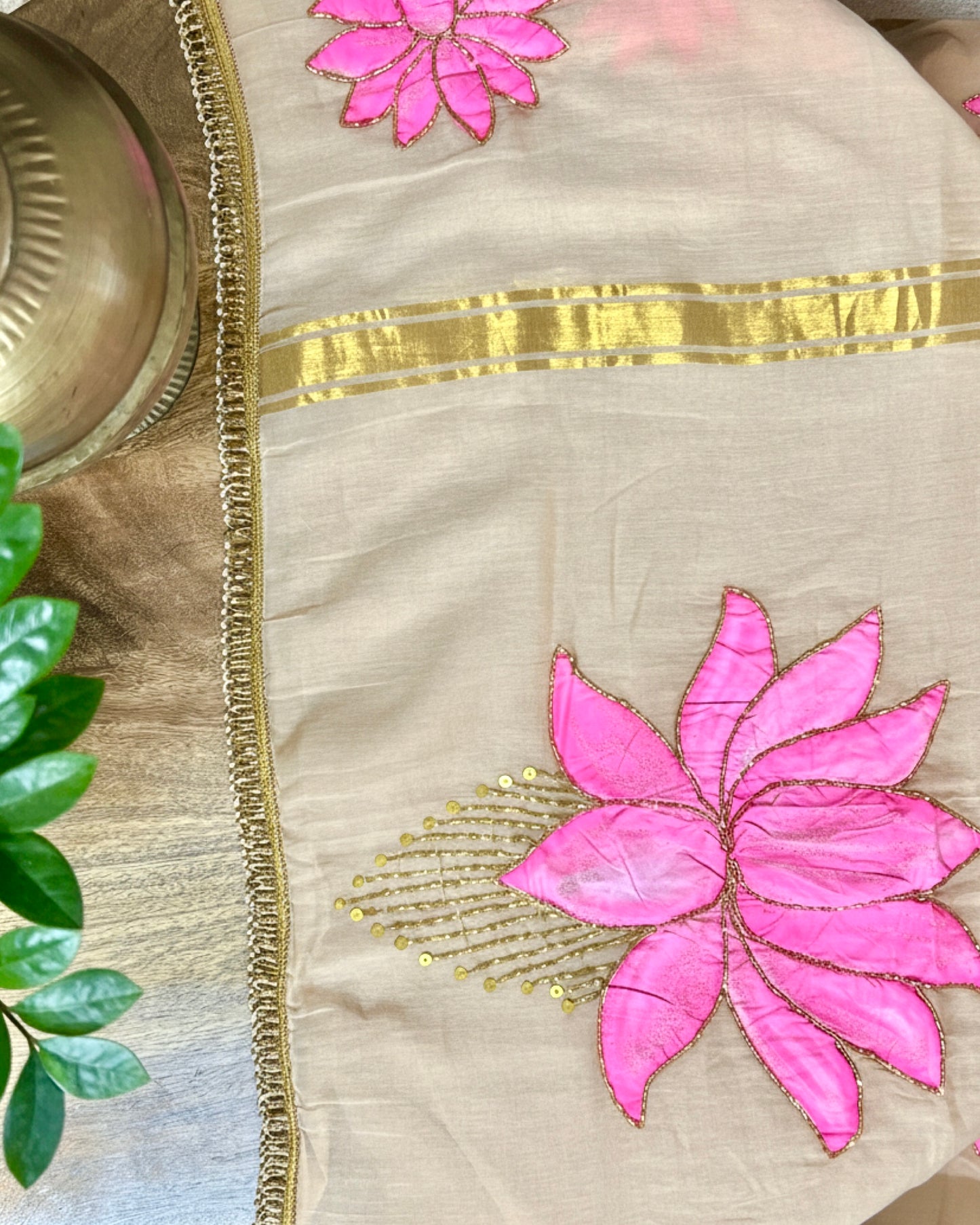 Serene Lotus | Handpainted Mulmul Cotton Saree