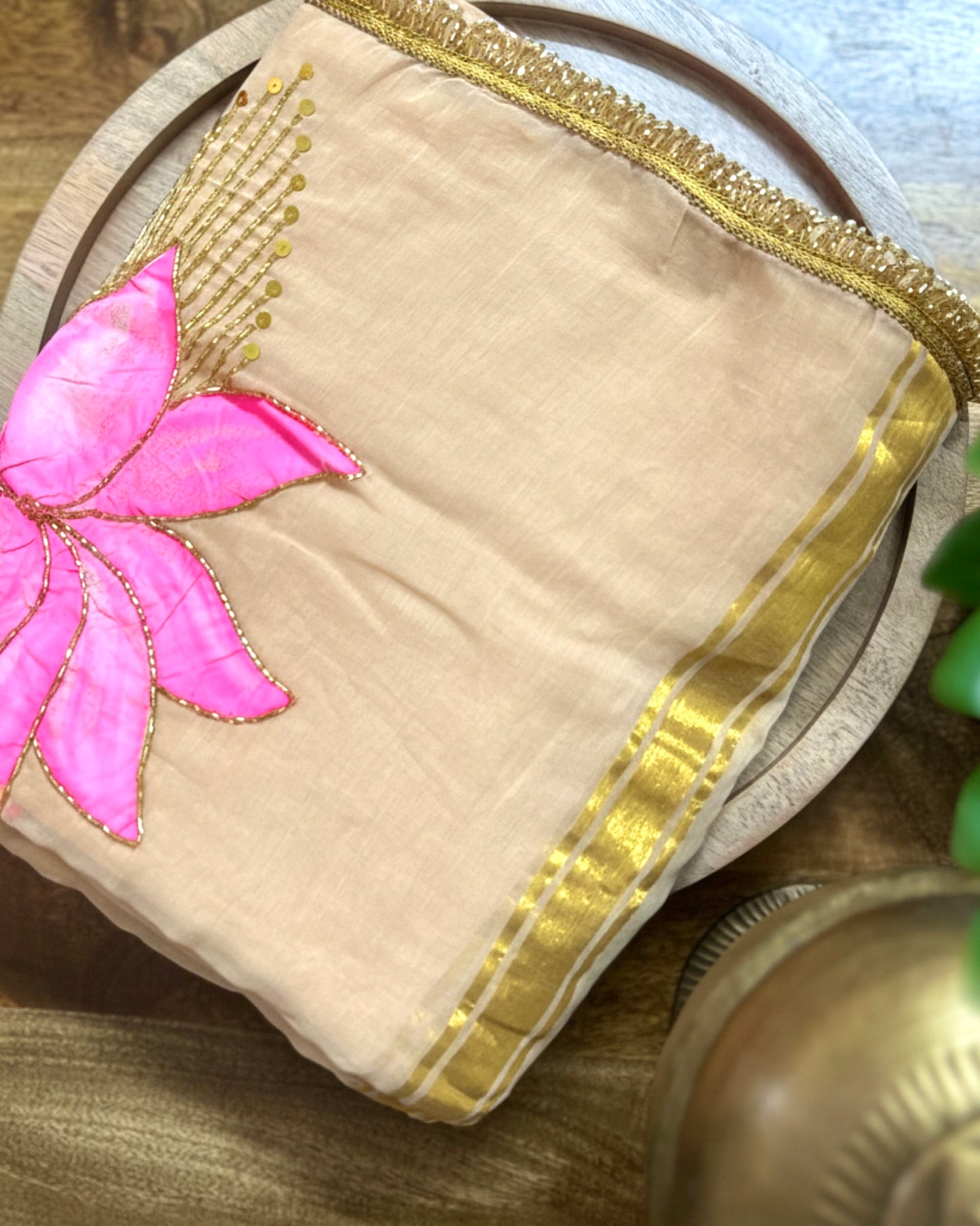 Serene Lotus | Handpainted Mulmul Cotton Saree
