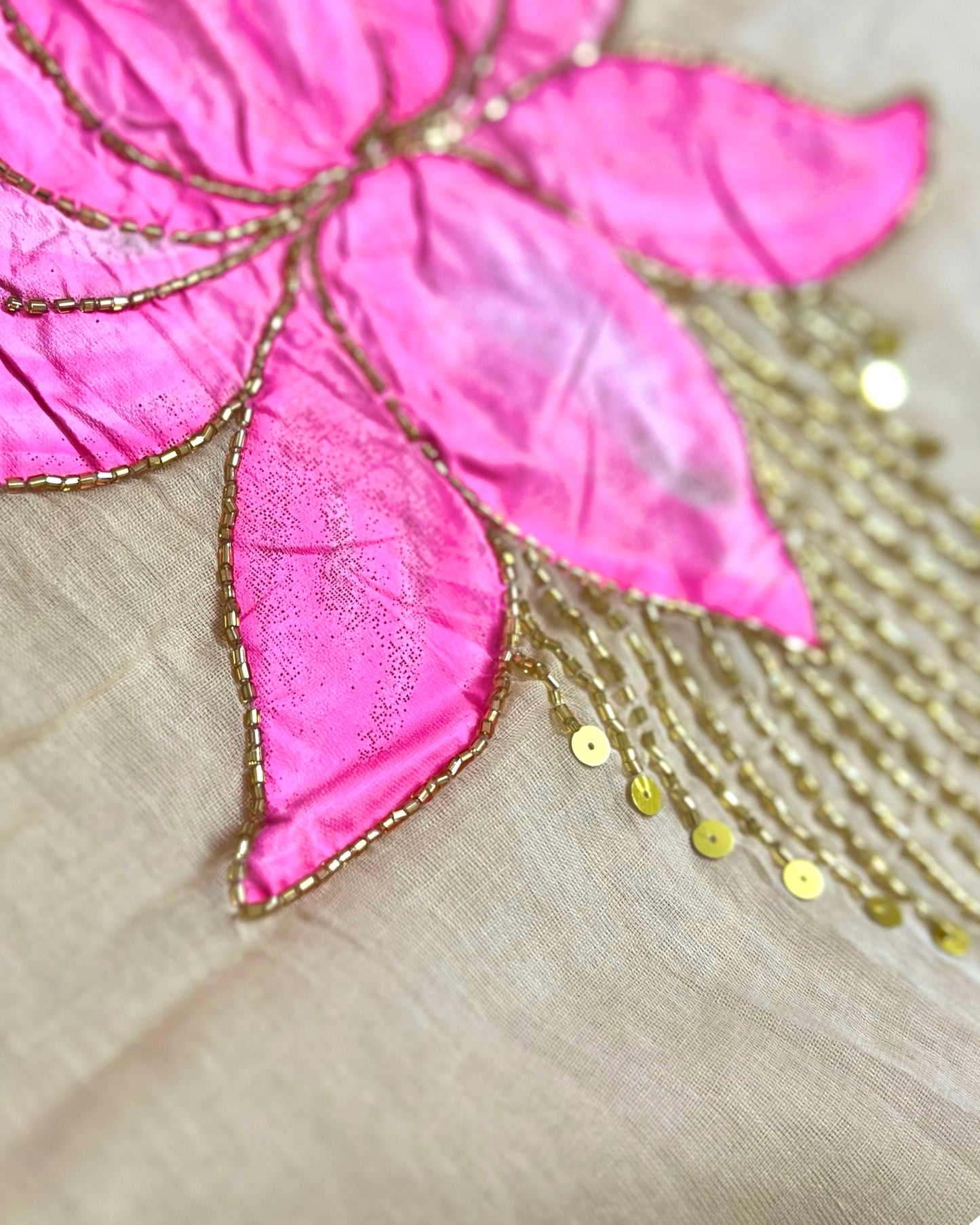 Serene Lotus | Handpainted Mulmul Cotton Saree