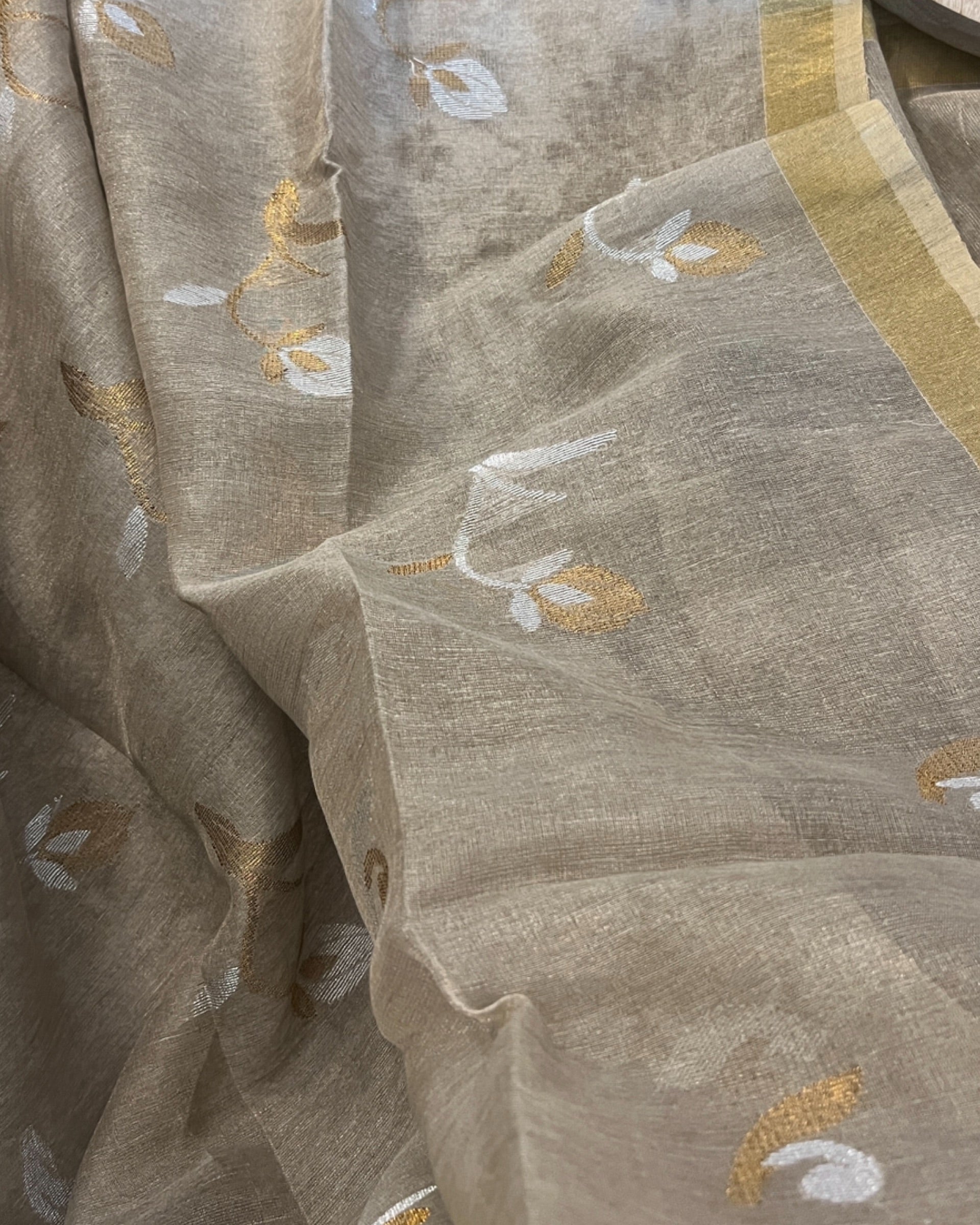 Silver Golden Tissue designer saree wedding festive