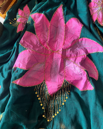 Lotus Forest | Handpainted Mulmul Cotton Saree