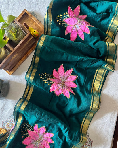 Lotus Forest | Handpainted Mulmul Cotton Saree