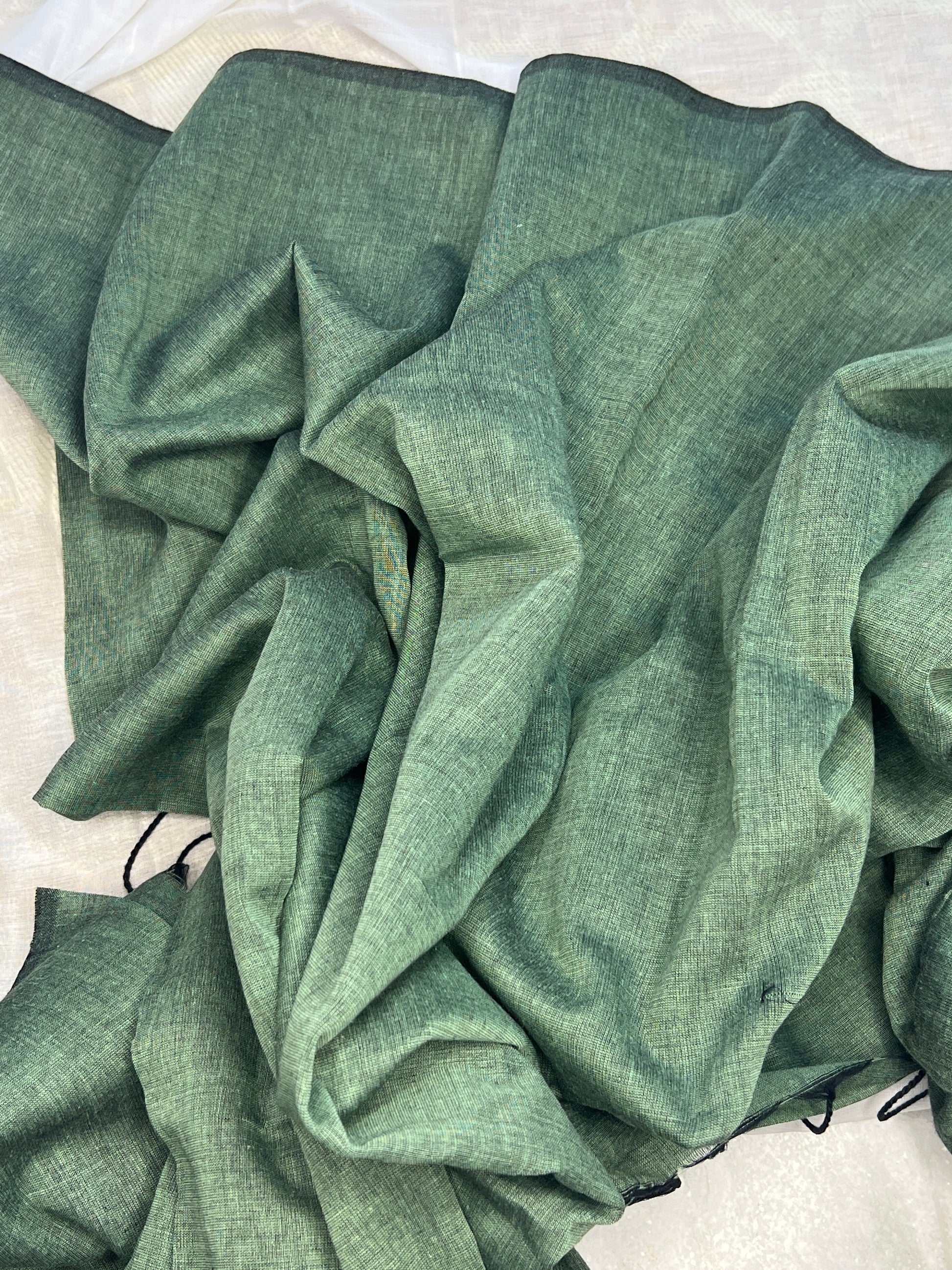 Soft and Comfortable green khadi cotton saree 