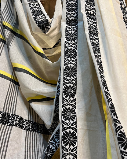 White cotton handloom saree