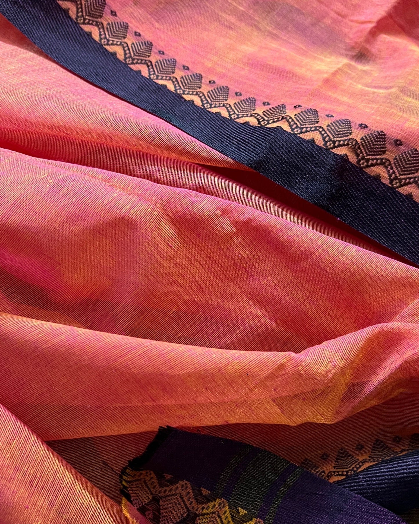 Orange-Plum wine soft and comfortable Khadi cotton saree 