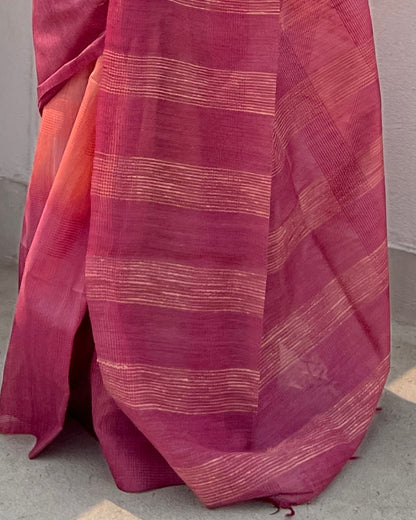 Peach - Pink Bhagalpuri handloom saree new collection