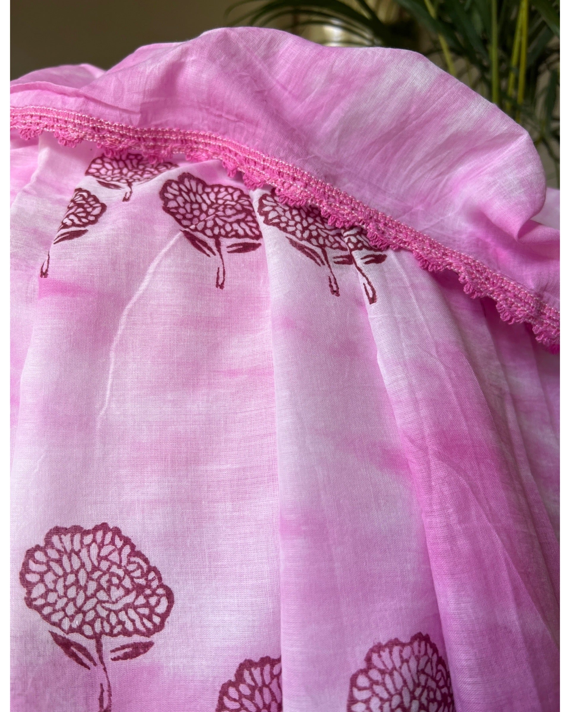 Pink Maroon Mulmul cotton Summer Saree - New Collection