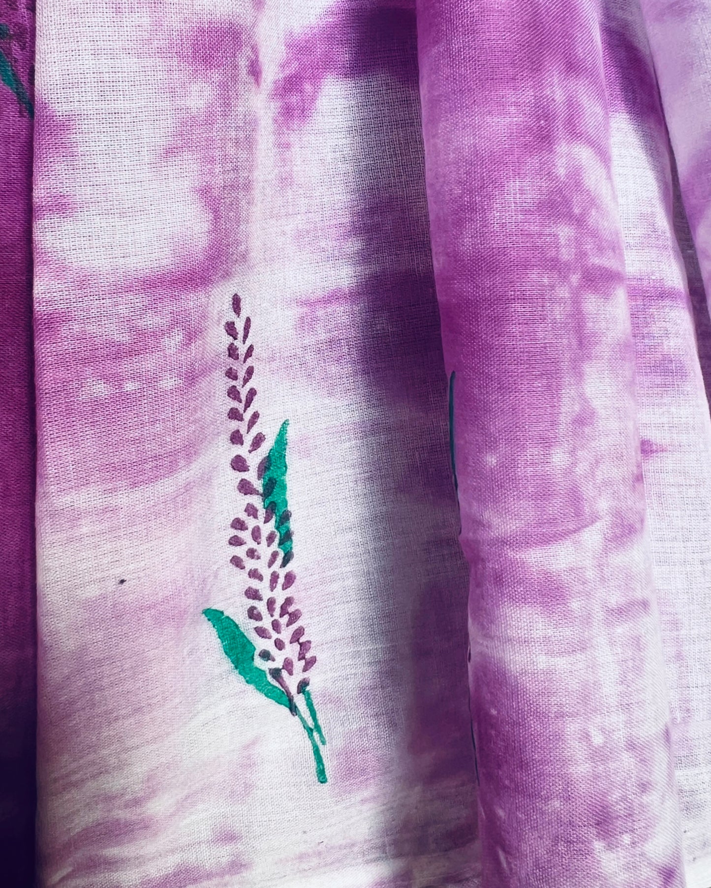 Lavender Mauve Tie and Dye Mulmul cotton Summer Saree - New Collection